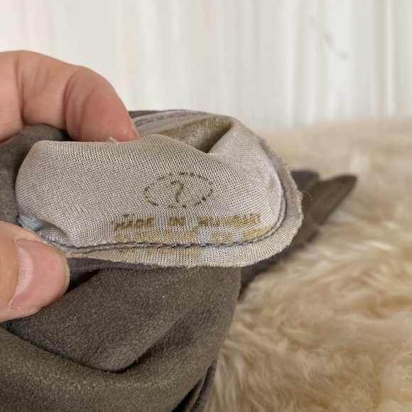 Mid-length 100% grey leather gloves, embossed wrist with slit! Size 7 - Picture 7 of 13